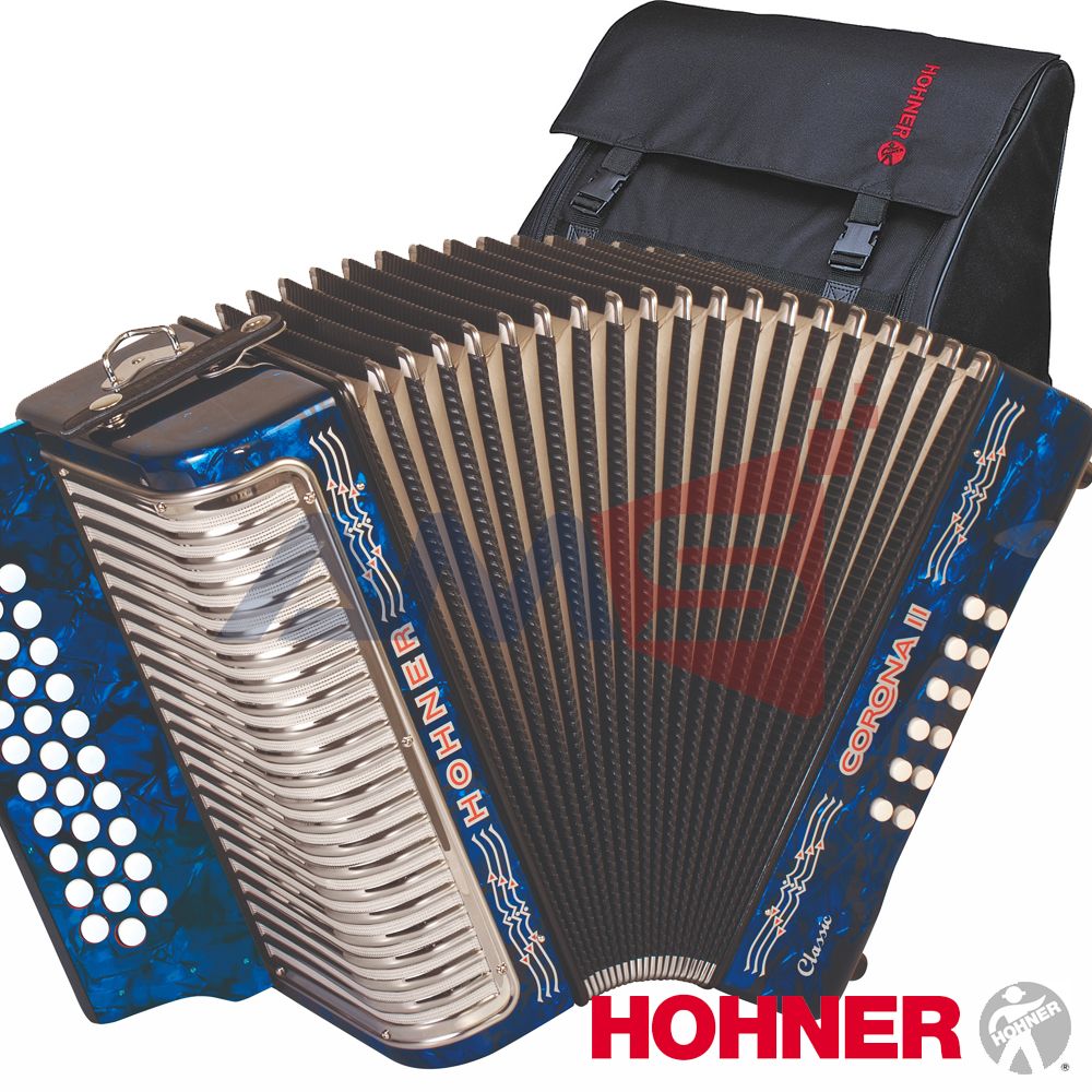 HOHNER CORONA II Classic 31 Button FBE Diatonic Accordion Blue + Bag, Straps 825232540229 eBay